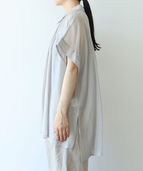 yuni(ユニ )の「washer Cu stripe kaftan tunic shirt(シャツ/ブラウス・レディース・ブルー/ブラウン・FREE)」の21枚目の写真