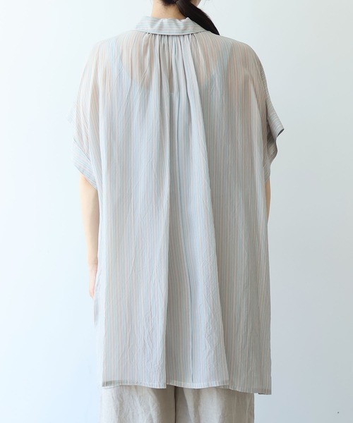yuni(ユニ )の「washer Cu stripe kaftan tunic shirt(シャツ/ブラウス・レディース・ブルー/ブラウン・FREE)」の22枚目の写真