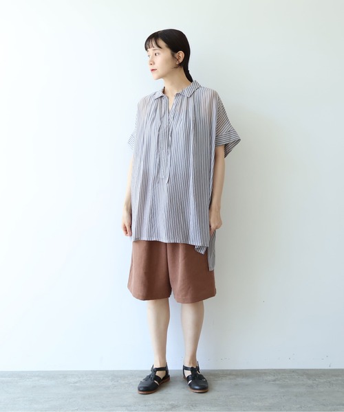yuni(ユニ )の「washer Cu stripe kaftan tunic shirt(シャツ/ブラウス・レディース・ブルー/ブラウン・FREE)」の3枚目の写真