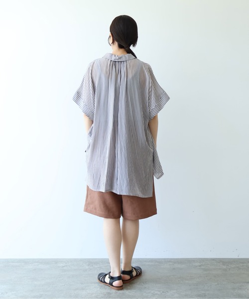 yuni(ユニ )の「washer Cu stripe kaftan tunic shirt(シャツ/ブラウス・レディース・ブルー/ブラウン・FREE)」の5枚目の写真