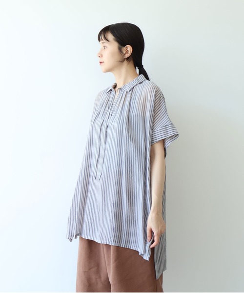 yuni(ユニ )の「washer Cu stripe kaftan tunic shirt(シャツ/ブラウス・レディース・ブルー/ブラウン・FREE)」の8枚目の写真