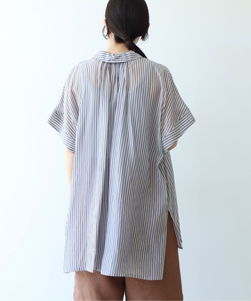 yuni(ユニ )の「washer Cu stripe kaftan tunic shirt(シャツ/ブラウス・レディース・ブルー/ブラウン・FREE)」の10枚目の写真