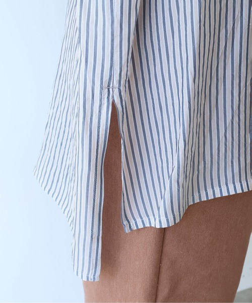yuni(ユニ )の「washer Cu stripe kaftan tunic shirt(シャツ/ブラウス・レディース・ブルー/ブラウン・FREE)」の12枚目の写真