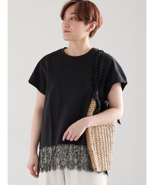 Te chichi(テチチ)の「【接触冷感/マシンウォッシャブル】レースヘムTシャツ(Tシャツ/カットソー・レディース・オフホワイト/ブラック/ブラウン・F)」の10枚目の写真