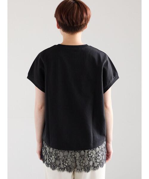 Te chichi(テチチ)の「【接触冷感/マシンウォッシャブル】レースヘムTシャツ(Tシャツ/カットソー・レディース・オフホワイト/ブラック/ブラウン・F)」の11枚目の写真