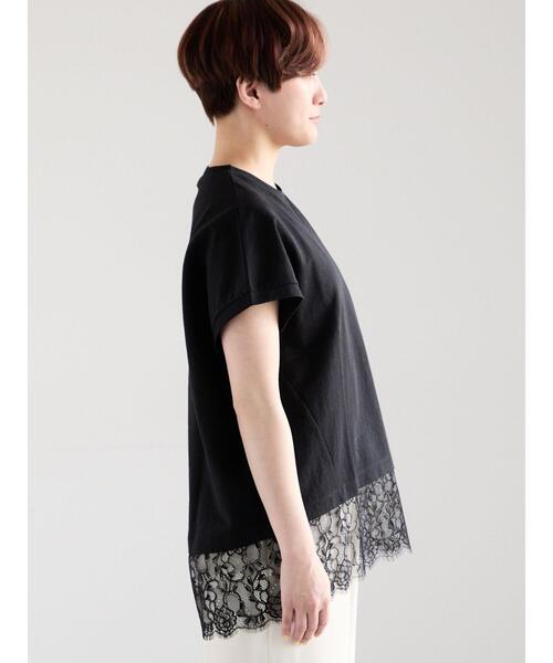 Te chichi(テチチ)の「【接触冷感/マシンウォッシャブル】レースヘムTシャツ(Tシャツ/カットソー・レディース・オフホワイト/ブラック/ブラウン・F)」の12枚目の写真