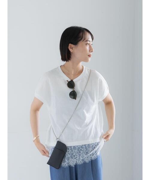 Te chichi(テチチ)の「【接触冷感/マシンウォッシャブル】レースヘムTシャツ(Tシャツ/カットソー・レディース・オフホワイト/ブラック/ブラウン・F)」の18枚目の写真