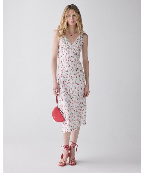 kate spade new york(ケイトスペード ニューヨーク)の「ヴィブラント バッズ ミディ スリップ ドレス(ワンピース・レディース・ベージュ・2/0/4)」の1枚目の写真