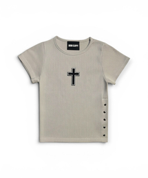 Gothic Cross Snap Top (Beige)