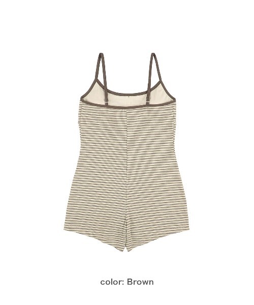ALEXIA STAM（アリシアスタン）の「Striped Cami Romper/パッドinストライプキャミロンパース（サロペット/オーバーオール・レディース・ネイビー/ブラウン/ブルー・S/M/L）」の19枚目の写真