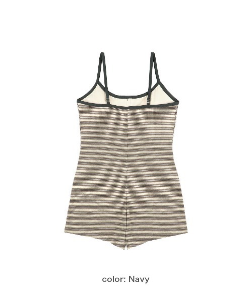 ALEXIA STAM（アリシアスタン）の「Striped Cami Romper/パッドinストライプキャミロンパース（サロペット/オーバーオール・レディース・ネイビー/ブラウン/ブルー・S/M/L）」の22枚目の写真