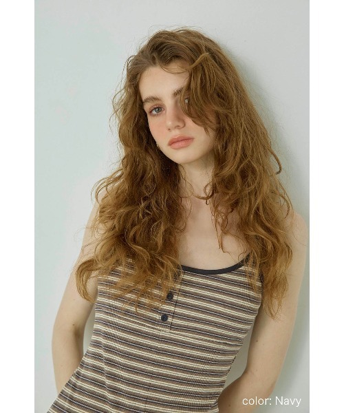 ALEXIA STAM（アリシアスタン）の「Striped Cami Romper/パッドinストライプキャミロンパース（サロペット/オーバーオール・レディース・ネイビー/ブラウン/ブルー・S/M/L）」の12枚目の写真