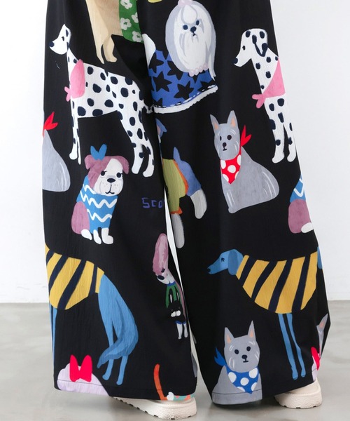 ScoLar(スカラー)の「ScoLar(スカラー) 3柄展開 リラックスワイドパンツ(その他パンツ・レディース・ブラウン/ブラック・MEDIUM)」の15枚目の写真