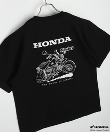 HONDA バックプリント 半袖Tシャツ NSR50・Monkey 刺繍ロゴ ビッグシルエット