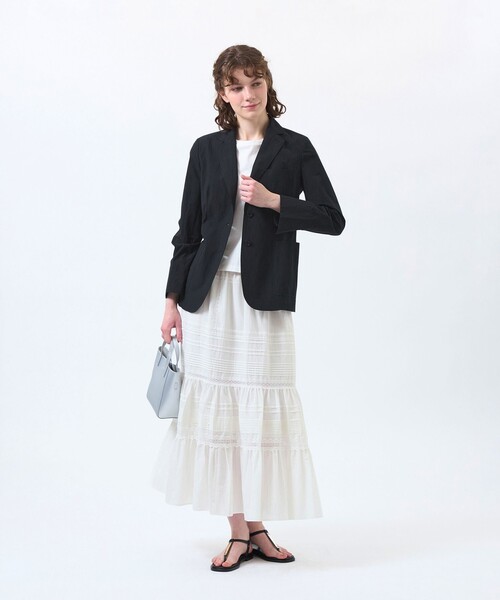 MACKINTOSH PHILOSOPHY(マッキントッシュ フィロソフィー)の「【WEB&一部店舗限定】コットンシルクスカート(スカート・レディース・ブラック/オフホワイト・38)」の8枚目の写真