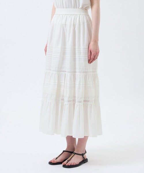 MACKINTOSH PHILOSOPHY(マッキントッシュ フィロソフィー)の「【WEB&一部店舗限定】コットンシルクスカート(スカート・レディース・ブラック/オフホワイト・38)」の3枚目の写真