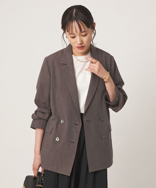 green label relaxing(グリーンレーベルリラクシング)の「FAbRICA ダブルジャケット(テーラードジャケット・レディース・ブラウン/グレー・36/38)」の2枚目の写真