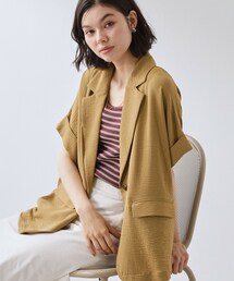 THE SHOP TK  | 【ひんやり/吸水速乾/UV/防しわ】ON/OFFどちらにも 軽やか半袖ジャケット(テーラードジャケット)