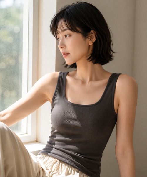 by LEGNA(バイレグナ)の「カップ付きインナーバックオープンタイプ(タンクトップ・レディース・グレー/ホワイト/ダークグレー/ブラック・SMALL/MEDIUM/X-LARGE/LARGE)」の18枚目の写真