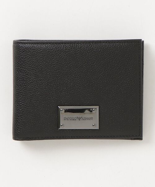 EMPORIO ARMANI(エンポリオアルマーニ)の「<オンライン限定>【エンポリオ アルマーニ】ロゴ型押し レザー二つ折り財布 コインポケット付き(財布・メンズ・ブラック・FREE)」の2枚目の写真