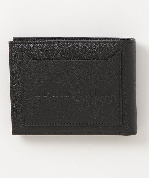 EMPORIO ARMANI(エンポリオアルマーニ)の「<オンライン限定>【エンポリオ アルマーニ】ロゴ型押し レザー二つ折り財布 コインポケット付き(財布・メンズ・ブラック・FREE)」の3枚目の写真