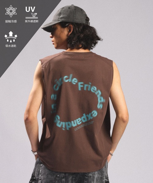 RAGEBLUE(レイジブルー)の「<接触冷感/吸水速乾>BLURRED CIRCLE LOGO SLEEVELESS TEE/ボカシサークルロゴノースリTシャツ(Tシャツ/カットソー・メンズ・ブラック/ホワイト/ブラウン・MEDIUM/LARGE)」の1枚目の写真