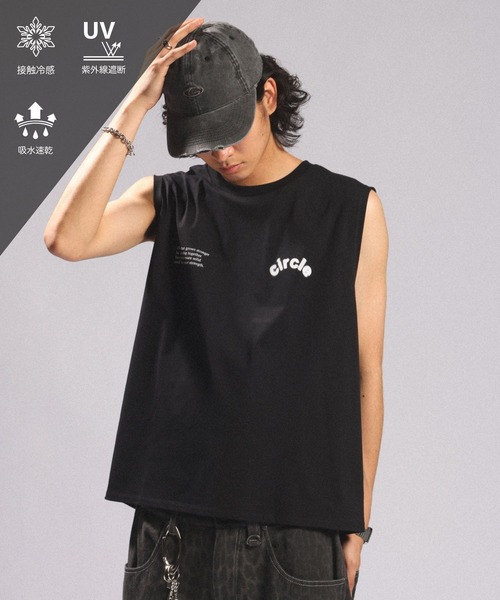 RAGEBLUE(レイジブルー)の「<接触冷感/吸水速乾>BLURRED CIRCLE LOGO SLEEVELESS TEE/ボカシサークルロゴノースリTシャツ(Tシャツ/カットソー・メンズ・ブラック/ホワイト/ブラウン・MEDIUM/LARGE)」の3枚目の写真