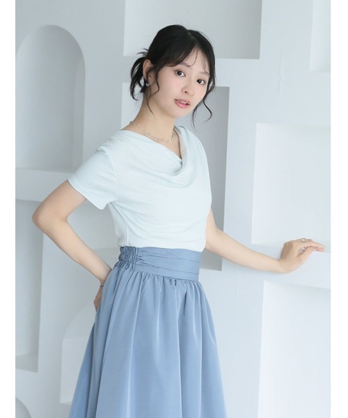 fifth（フィフス）の「ニュアンスドレープサイドギャザー半袖トップス（Tシャツ/カットソー・レディース・ピンク/ブルー・M）」の6枚目の写真