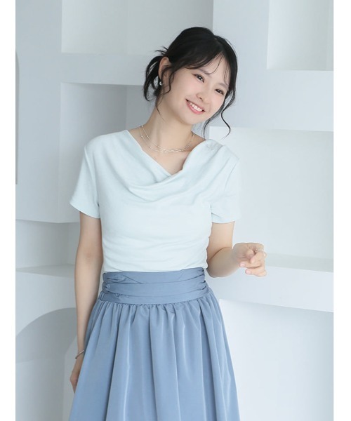fifth（フィフス）の「ニュアンスドレープサイドギャザー半袖トップス（Tシャツ/カットソー・レディース・ピンク/ブルー・M）」の7枚目の写真