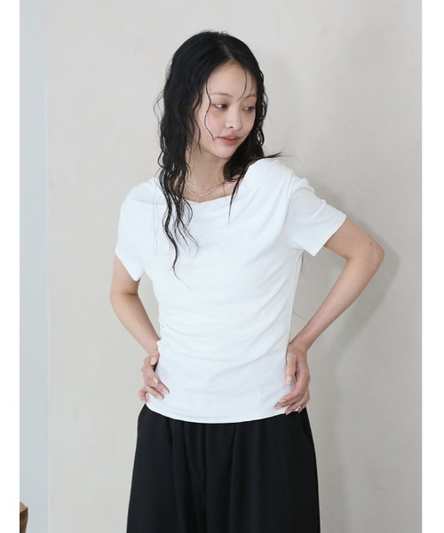 fifth（フィフス）の「ニュアンスドレープサイドギャザー半袖トップス（Tシャツ/カットソー・レディース・ピンク/ブルー・M）」の22枚目の写真