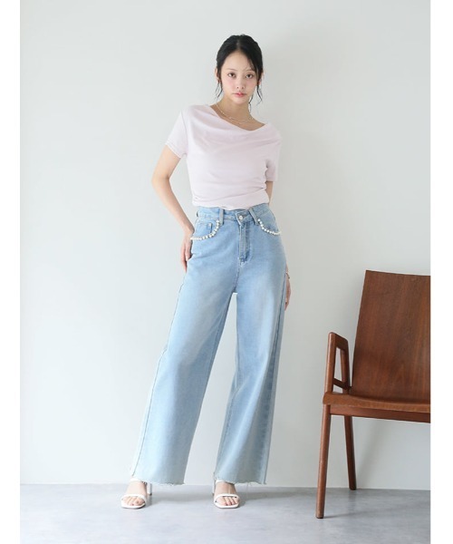 fifth（フィフス）の「ニュアンスドレープサイドギャザー半袖トップス（Tシャツ/カットソー・レディース・ピンク/ブルー・M）」の11枚目の写真