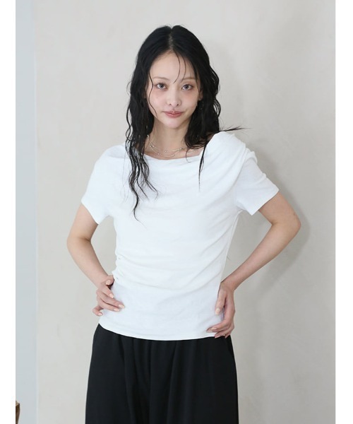 fifth（フィフス）の「ニュアンスドレープサイドギャザー半袖トップス（Tシャツ/カットソー・レディース・ピンク/ブルー・M）」の14枚目の写真
