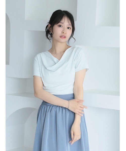 fifth（フィフス）の「ニュアンスドレープサイドギャザー半袖トップス（Tシャツ/カットソー・レディース・ピンク/ブルー・M）」の8枚目の写真