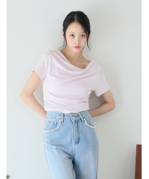 fifth（フィフス）の「ニュアンスドレープサイドギャザー半袖トップス（Tシャツ/カットソー・レディース・ピンク/ブルー・M）」の9枚目の写真