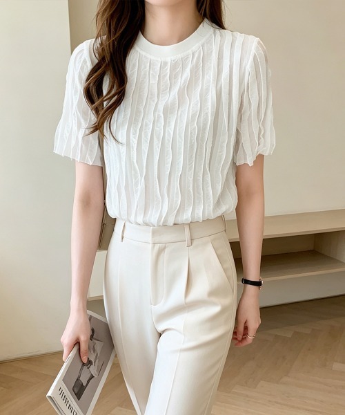 Miniministore（ミニミニストア）の「シアートップスワッシャー楊柳プルオーバー（Tシャツ/カットソー・レディース・ホワイト/ブラック・FREE）」の20枚目の写真