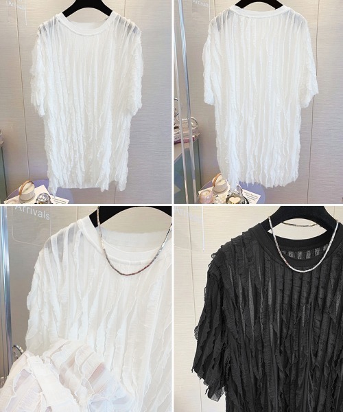 Miniministore（ミニミニストア）の「シアートップスワッシャー楊柳プルオーバー（Tシャツ/カットソー・レディース・ホワイト/ブラック・FREE）」の21枚目の写真