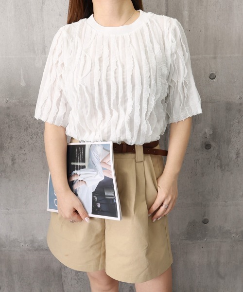 Miniministore（ミニミニストア）の「シアートップスワッシャー楊柳プルオーバー（Tシャツ/カットソー・レディース・ホワイト/ブラック・FREE）」の22枚目の写真