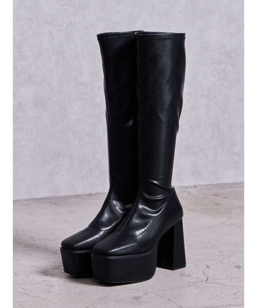 GYDA(ジェイダ)の「ストレッチチャンキーブーツ(ブーツ・レディース・ブラック・SMALL/MEDIUM/LARGE)」の1枚目の写真