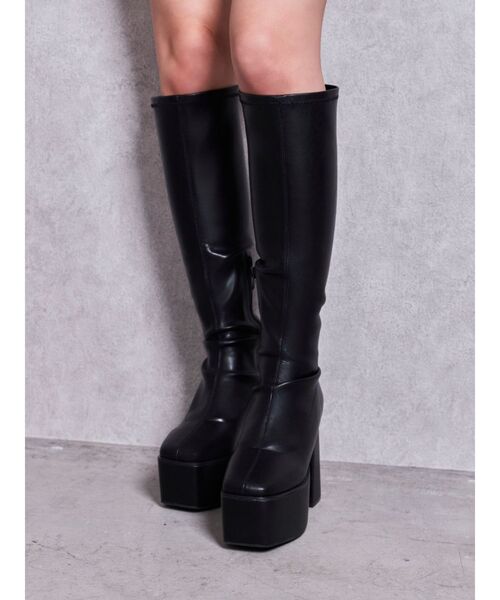 GYDA(ジェイダ)の「ストレッチチャンキーブーツ(ブーツ・レディース・ブラック・SMALL/MEDIUM/LARGE)」の3枚目の写真