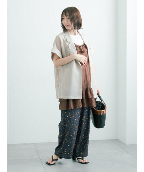 Te chichi(テチチ)の「【イージーケア/マシンウォッシャブル】メッシュフレンチスリーブジャケット(ノーカラージャケット・レディース・ブラック/ネイビー/ベージュ・F)」の7枚目の写真