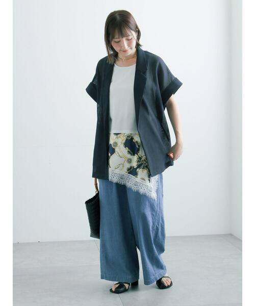 Te chichi(テチチ)の「【イージーケア/マシンウォッシャブル】メッシュフレンチスリーブジャケット(ノーカラージャケット・レディース・ブラック/ネイビー/ベージュ・F)」の9枚目の写真
