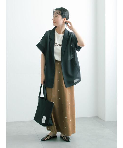 Te chichi(テチチ)の「【イージーケア/マシンウォッシャブル】メッシュフレンチスリーブジャケット(ノーカラージャケット・レディース・ブラック/ネイビー/ベージュ・F)」の11枚目の写真