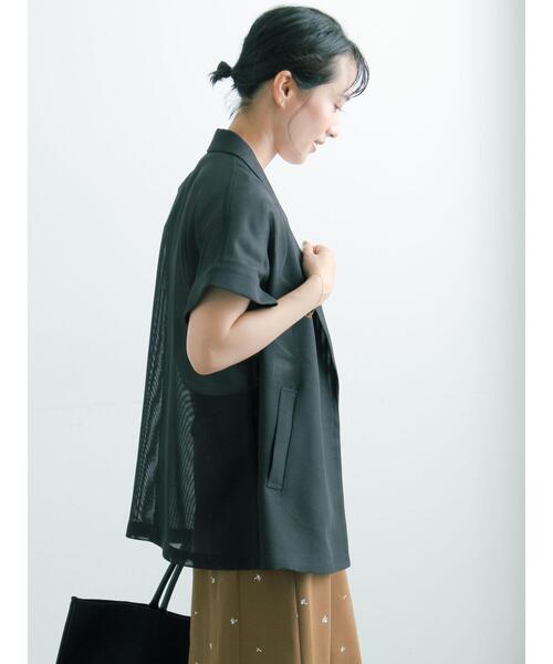 Te chichi(テチチ)の「【イージーケア/マシンウォッシャブル】メッシュフレンチスリーブジャケット(ノーカラージャケット・レディース・ブラック/ネイビー/ベージュ・F)」の14枚目の写真