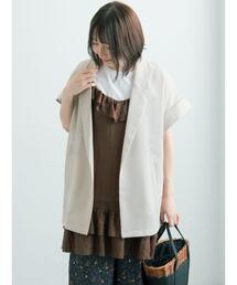 Te chichi（テチチ）の「【イージーケア/マシンウォッシャブル】メッシュフレンチスリーブジャケット（ノーカラージャケット）」