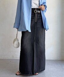 ベルト付ダブルループデニムスカート