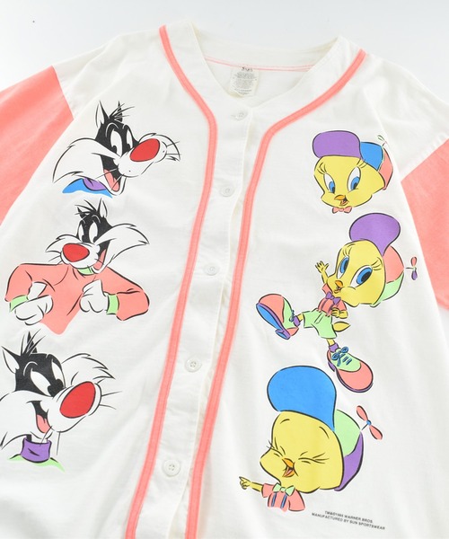 Looney Tunes（ルーニーテューンズ）の「【USED】90’s Looney Tunes ベースボール/キャラクター ゲームシャツ（シャツ/ブラウス・メンズ・ホワイト・LARGE）」の3枚目の写真