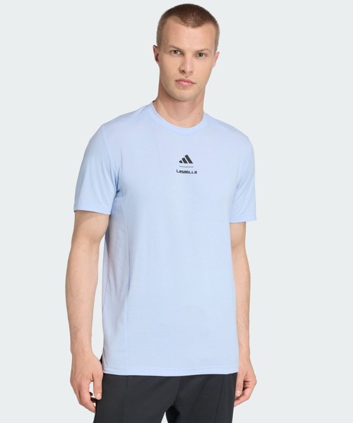 adidas(アディダス)の「Les Mills グラフィック 半袖Tシャツ / アディダス adidas(Tシャツ/カットソー・メンズ・ブルー・X-SMALL/3XL/XX-SMALL/MEDIUM/LARGE/X-LARGE/SMALL/XX-LARGE)」の1枚目の写真