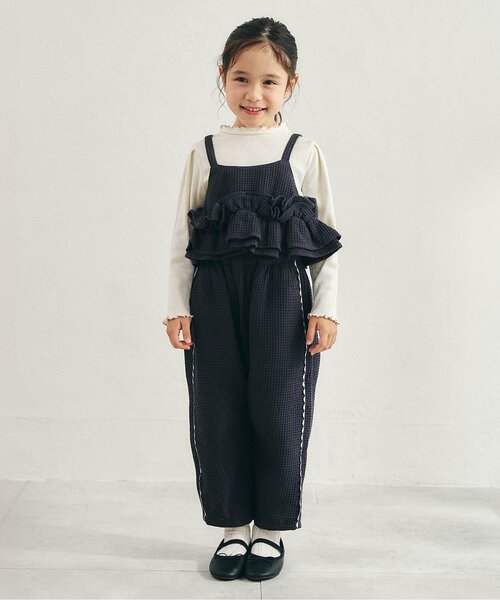 apres les cours（アプレレクール）の「ワッフルロングバレルパンツ_セットアップ可（その他パンツ・キッズ・レッド/チャコール・140/130/120/110/100/90）」の3枚目の写真
