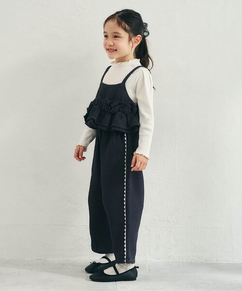 apres les cours（アプレレクール）の「ワッフルロングバレルパンツ_セットアップ可（その他パンツ・キッズ・レッド/チャコール・140/130/120/110/100/90）」の4枚目の写真