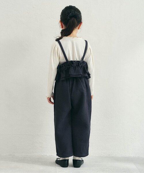 apres les cours（アプレレクール）の「ワッフルロングバレルパンツ_セットアップ可（その他パンツ・キッズ・レッド/チャコール・140/130/120/110/100/90）」の5枚目の写真